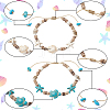4Pcs 2 Colors Ocean Theme Starfish Turtle Synthetic Turquoise & Coconut Braided Bead Bracelet Sets BJEW-PA0001-03-4