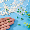 12Pcs Brass & Glass Imitation Cat Eye Round Charms PALLOY-TAC0237-03-6