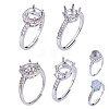 4Pcs 4 Styles Brass Rhinestone Adjustable Ring Components KK-NB0004-07-1
