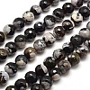Dyed Natural Agate Faceted Round Beads Strands G-E269-05-1