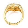 Enamel Heart Adjustable Ring with Clear Cubic Zirconia RJEW-Q781-01G-02-3