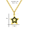 Stainless Steel Black Enamel Star Pendant Necklaces UT9539-2-1