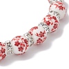 Flower Printed Porcelain Ceramic Beads Stretch Bracelets for Women BJEW-JB12375-02-4