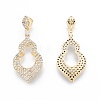 Brass Micro Pave Clear Cubic Zirconia Pendants KK-F841-15G-1