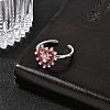 Brass Micro Pave Cubic Zirconia Cuff Open Rings for Women RJEW-B160-09P-3