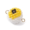 Halloween Glass Peal & Glass Seed Beaded Round Eye Links Connector Charms PALLOY-MZ00948-03-3