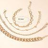 Iron and Zinc Alloy Chain Multi-Strand Bracelet Sets NI2300-4-2