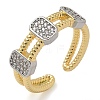 Brass Micro Pave Clear Cubic Zirconia Cuff Finger Rings for Women RJEW-B112-09GP-4