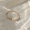 304 Stainless Steel with Natural Baroque Pearl Rondelle Beaded Finger Rings FS-WG39983-01-1