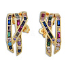 Colorful Cubic Zirconia Claw Stud Earrings EJEW-N011-80-02LG-2