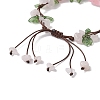 Electroplated Natural Rose Quartz Chip Bead Braided Bead Bracelets for Women BJEW-TA00610-01-4