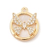 Brass Micro Pave Clear Cubic Zirconia Pendants KK-C080-03G-1