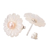 Flower Shell Stud Earrings EJEW-L135-02B-2