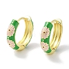 Real 18K Gold Plated Brass Enamel Flower Print Hoop Earrings for Women EJEW-L269-119G-2