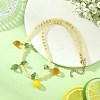 Glass Lemon with Acrylic Leaf Pendant Glass Seed Beaded Necklaces NJEW-JN06426-1