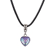 Heart with Fish Scale Shape 304 Stainless Steel with Resin Pendant Necklaces NJEW-JN04571-01-1