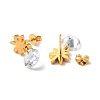 Clear Cubic Zirconia Flower Dangle Stud Earrings EJEW-G292-11G-3