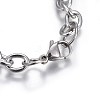 304 Stainless Steel Kitten Charm Bracelets BJEW-L637-22-P-3