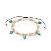 Glass Seed & Natural Pearl Braided Bead Bracelets BJEW-JB09208-4