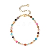Natural Agate & Brass Round Beaded Bracelets for Women BJEW-JB12852-2