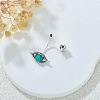 304 Stainless Steel Pave Synthetic Turquoise Curved Barbell Belly Rings WGA6DCC-03-2