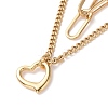 PVD Vacuum Plating 304 Stainless Steel Double Chains Multi Layered Necklace with Heart Charm for Women STAS-E155-22G-2