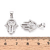 925 Sterling Silver Micro Pave Clear Cubic Zirconia Heart Hamsa Hand Pendants STER-N016-100P-3