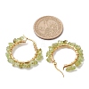 3 Pairs 3 Size Natural Peridot Chips Hoop Earrings EJEW-JE05710-02-3