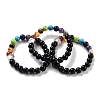 Chakra Round Natural Obsidian Beaded Stretch Bracelets BJEW-K251-05A-1