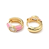 Clear Cubic Zirconia Oval Thick Hoop Earrings with Enamel EJEW-F288-01G-2