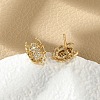 Brass Micro Pave Clear Cubic Zirconia Stud Earrings EJEW-R016-26G-07-3