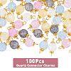 DICOSMETIC 100Pcs Synthetic Crackle Quartz Connector Charms FIND-DC0002-50-3