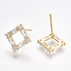 Brass Cubic Zirconia Stud Earrings KK-S348-362-2