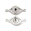Brass Micro Pave Clear & Black Cubic Zirconia Connector Charms KK-E068-VB371-2
