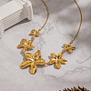 European 304 Stainless Steel 5 Floral Flower Pendant Bib Necklaces for Women ND3546-3