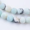 Frosted Natural Flower Amazonite Round Bead Strands G-E334-10mm-09-3