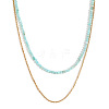 18K Gold Plated Stainless Steel & Natural Amazonite Beaded Double Layer Necklaces for Women QW1726-1-1