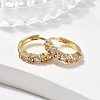 Luxury Pink Cubic Zirconia Huggie Hoop Earrings EJEW-C012-04-2