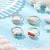 4Pcs Copper Wired Shell Finger Rings RJEW-TA00176-2