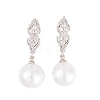 Rack Plating Brass Clear Cubic Zirconia ABS Pearl Earrings EJEW-S219-15P-10-1