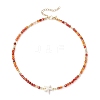 Summer Beach Natural Carnelian Round Beaded Necklaces NJEW-JN05262-04-4