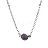 Natural Amethyst/Rose Quartz/Tiger Eye/Amazonite/Sodalite Faceted Round Pendant Necklaces NJEW-JN05133-01-4