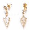 Brass Micro Pave Clear Cubic Zirconia Dangle Stud Earrings EJEW-F259-01B-G-2