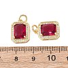 Brass Glass Charms ZIRC-F116-09A-G-3