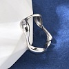 Rhodium Plated 925 Sterling Silver Cuff Rings RJEW-D300-03P-1