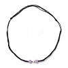 Adjustable Natural Dyed Yellow Jade & Brass Pendant Necklaces NJEW-JN04944-4