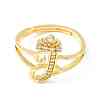 Clear Cubic Zirconia Initial Letter with Crown Adjustable Ring RJEW-M139-17J-2