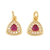 Brass Micro Pave Medium Violet Red Cubic Zirconia Charms CU-CBAB3AD-07G-02-1