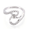 Brass Micro Pave Clear Cubic Zirconia Adjustable Ring Settings KK-T076-62P-2
