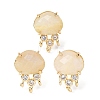 Brass Micro Pave Cubic Zirconia Stud Earring Findings with Natural Moonstone KK-Z096-05G-13-1